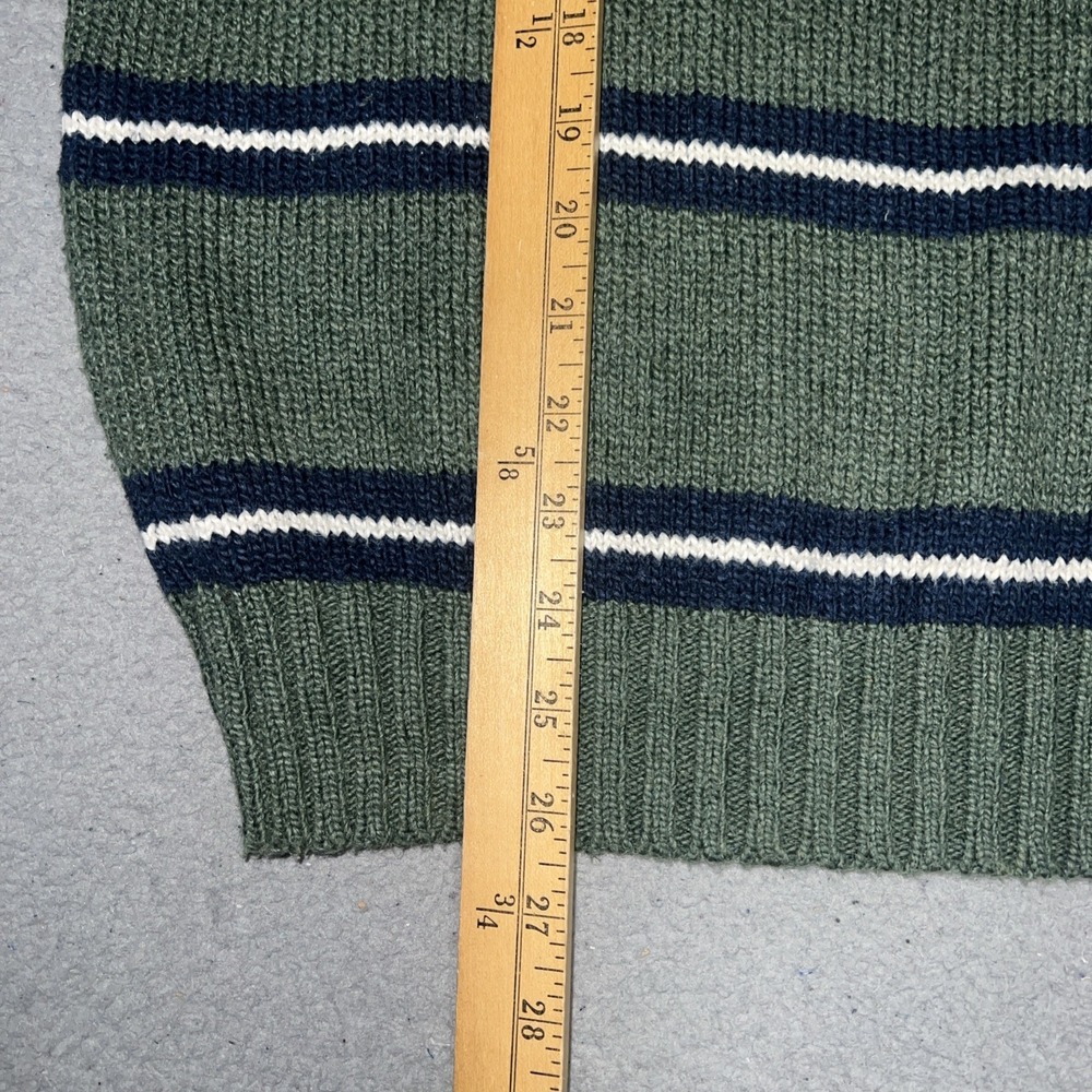 VTG Polo Ralph Lauren Sweater Men's Sz L Green Blue Striped White Pony Pullover - Picture 6 of 6